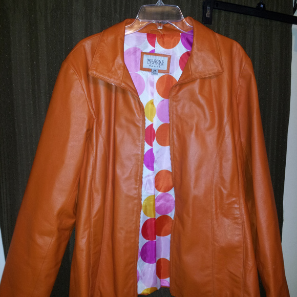 Wilsons Leather Orange Jacket Polka Dot 